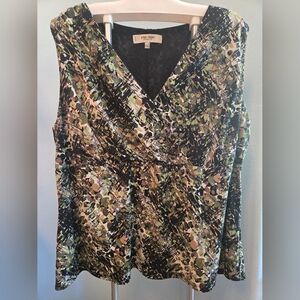 Jones Studio Abstract Print Sleeveless Blouse - Green and‎ Black